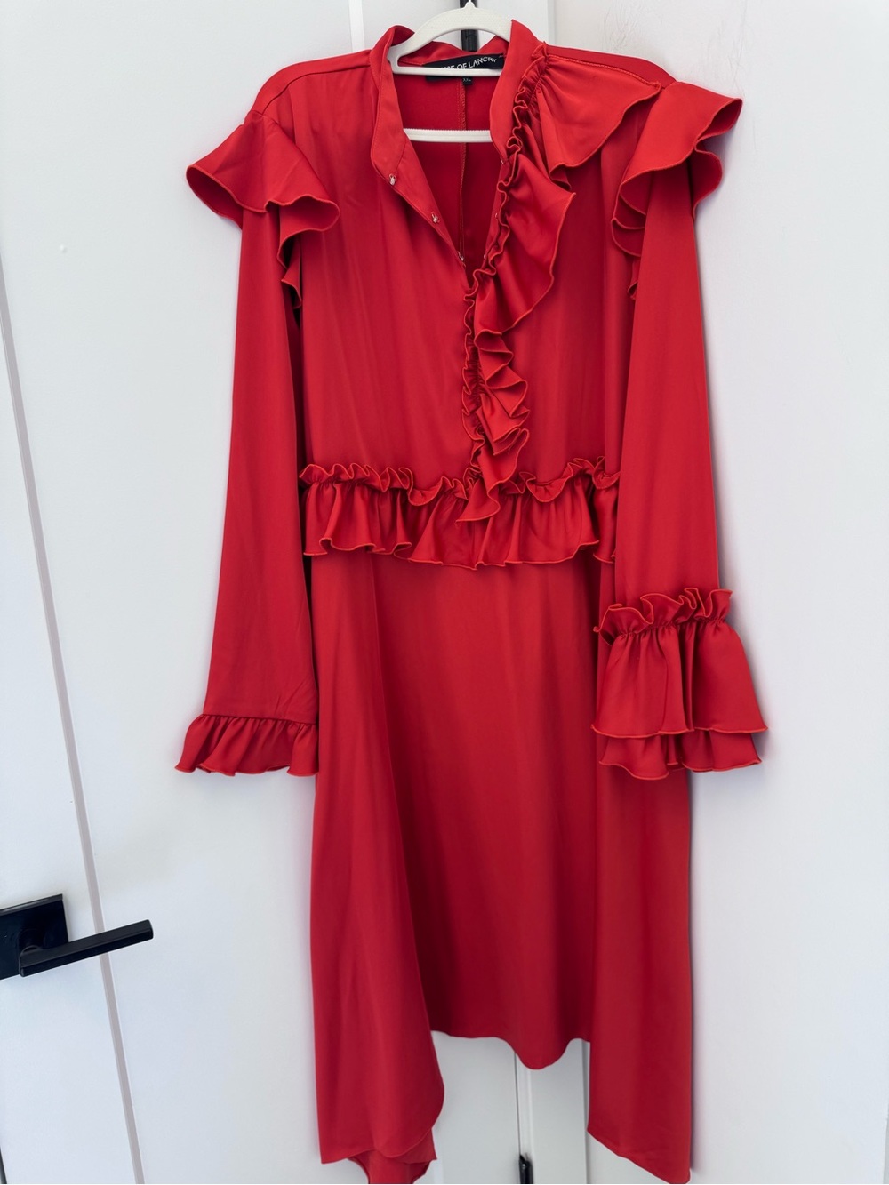 House of Lancry Long Sleeve Red Ruffle Dress